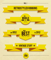 黄色炫彩丝带标签矢量设计
