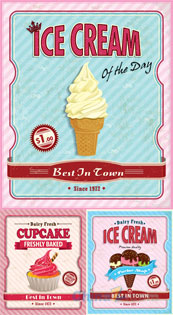 冰淇淋海报标签矢量素材