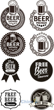 单色啤酒标签矢量设计