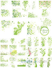 绿色植物花纹矢量设计