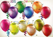 2015气球风格年历矢量素材