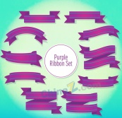 紫色丝带设计矢量素材