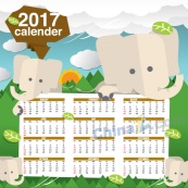 2017卡通动物矢量日历设计