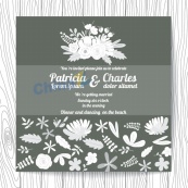 白色植物花纹装饰邀请卡
