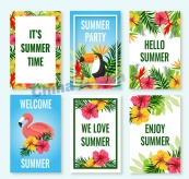 彩色热带夏季卡片矢量素材