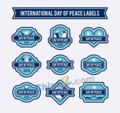 蓝色国际和平日标签矢量图