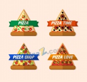 美味三角披萨标签矢量图
