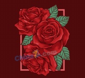 红色手绘玫瑰花矢量素材