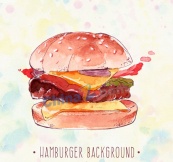 水彩绘汉堡包设计矢量素材