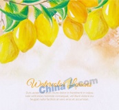 水彩绘树上的黄色柠檬矢量