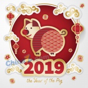 2019猪年海报设计矢量图