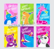 创意动物生日卡片矢量素材