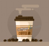 创意外卖咖啡和咖啡豆矢量