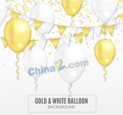 金色和白色节日气球矢量