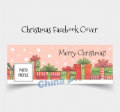圣诞节礼盒脸书封面图片矢量图