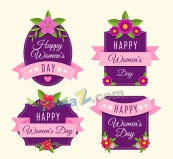 紫色妇女节标签矢量素材