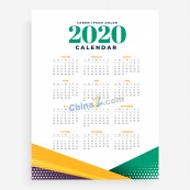 2020年竖版日历模板矢量