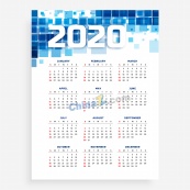 2020年蓝色渐变风格日历模板