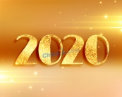 金色风格2020字样设计矢量
