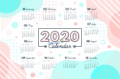 孟菲斯风格2020桌面日历矢量