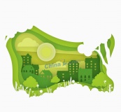 绿色森林城市剪贴画矢量图