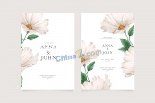 白色花卉婚礼邀请卡片模板矢量
