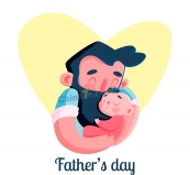 父亲节怀抱婴儿的父亲矢量图
