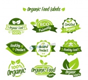 绿色有机食物标签矢量素材