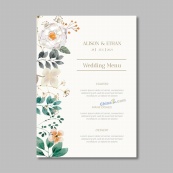 花卉婚礼菜单模板矢量