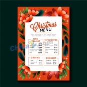 水彩圣诞菜单模板矢量下载
