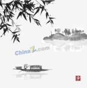 中国风水墨插画矢量设计