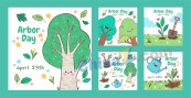 手绘植树节卡通海报设计