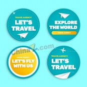 世界旅行圆形标签设计