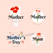 母亲节花卉标签矢量素材