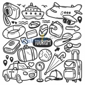 世界旅游日用品贴纸手绘涂鸦