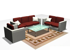布质沙发茶几组合3D模型