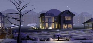 别墅冬景3D模型设计
