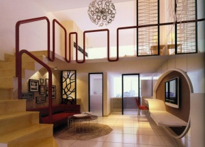 玄关楼梯客厅模型设计