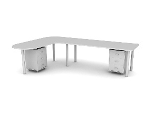 L型办公桌3D模型设计