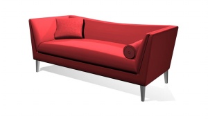 红色长沙发3D模型