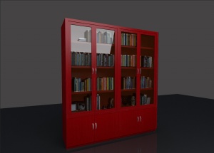 红色书柜3D模型