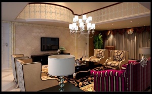 欧式别墅客厅模型效果图
