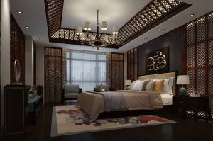 中式古风卧室装饰模型
