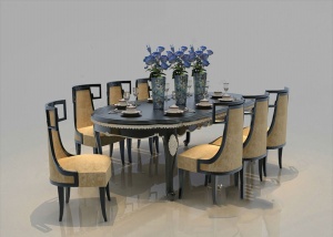 奢华欧式餐桌模型效果图