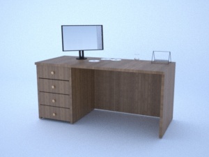 原木色办公桌3D模型