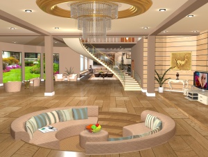 别墅客厅3D模型设计