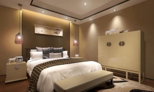 现代卧室3D模型效果图