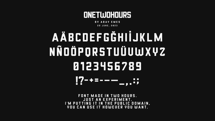 One two hours字体 2