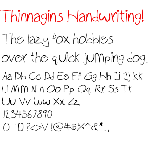 Thinnagins handwriting字体 1