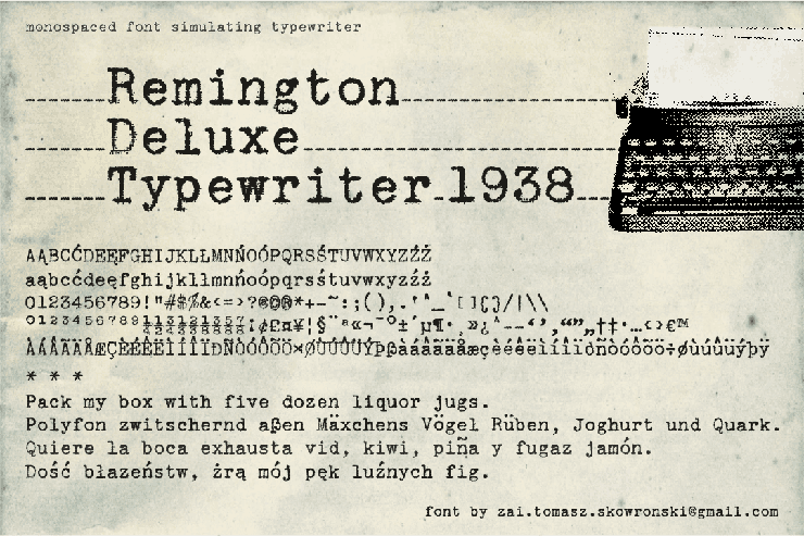 Remington Deluxe Typewriter 1938字体 1